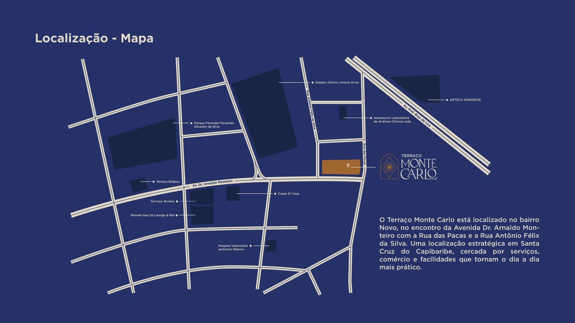 Mapa oficial de localização do Terraço Monte Carlo
