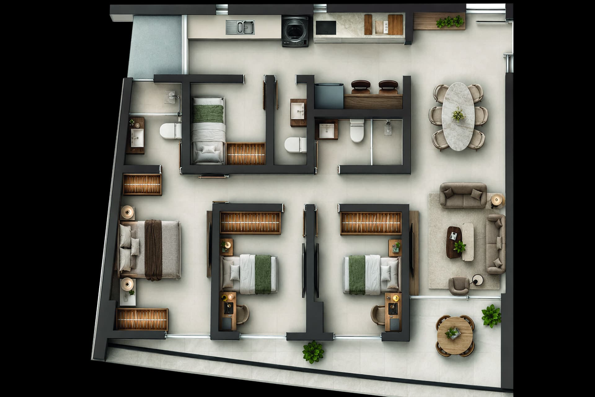 Planta de 104,85 m², Posição 01