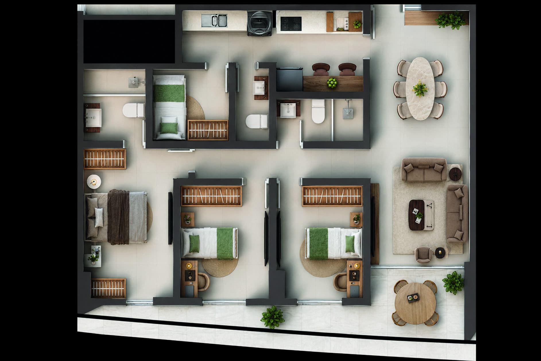 Planta de 94,90 m², Posição 02