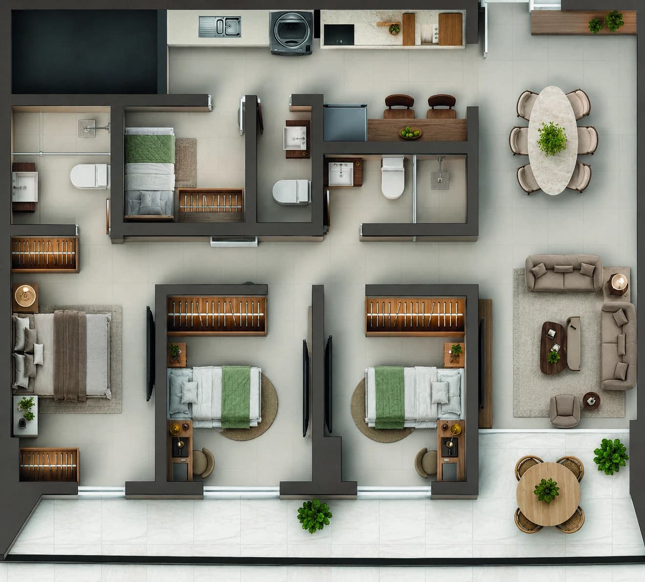 Planta de 98,45 m², Posição 03