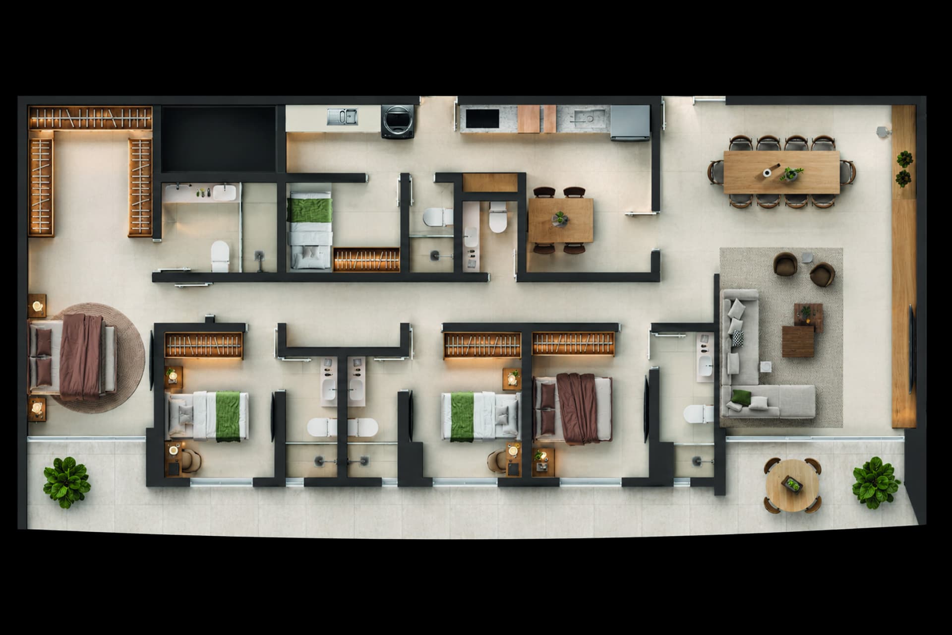 Planta de 177,25 m², Configuração 01